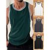 Summer Knitted Vertical Stripe Fitness Fit Tank Top Men'S I-Shaped Color Blocked Tank Top