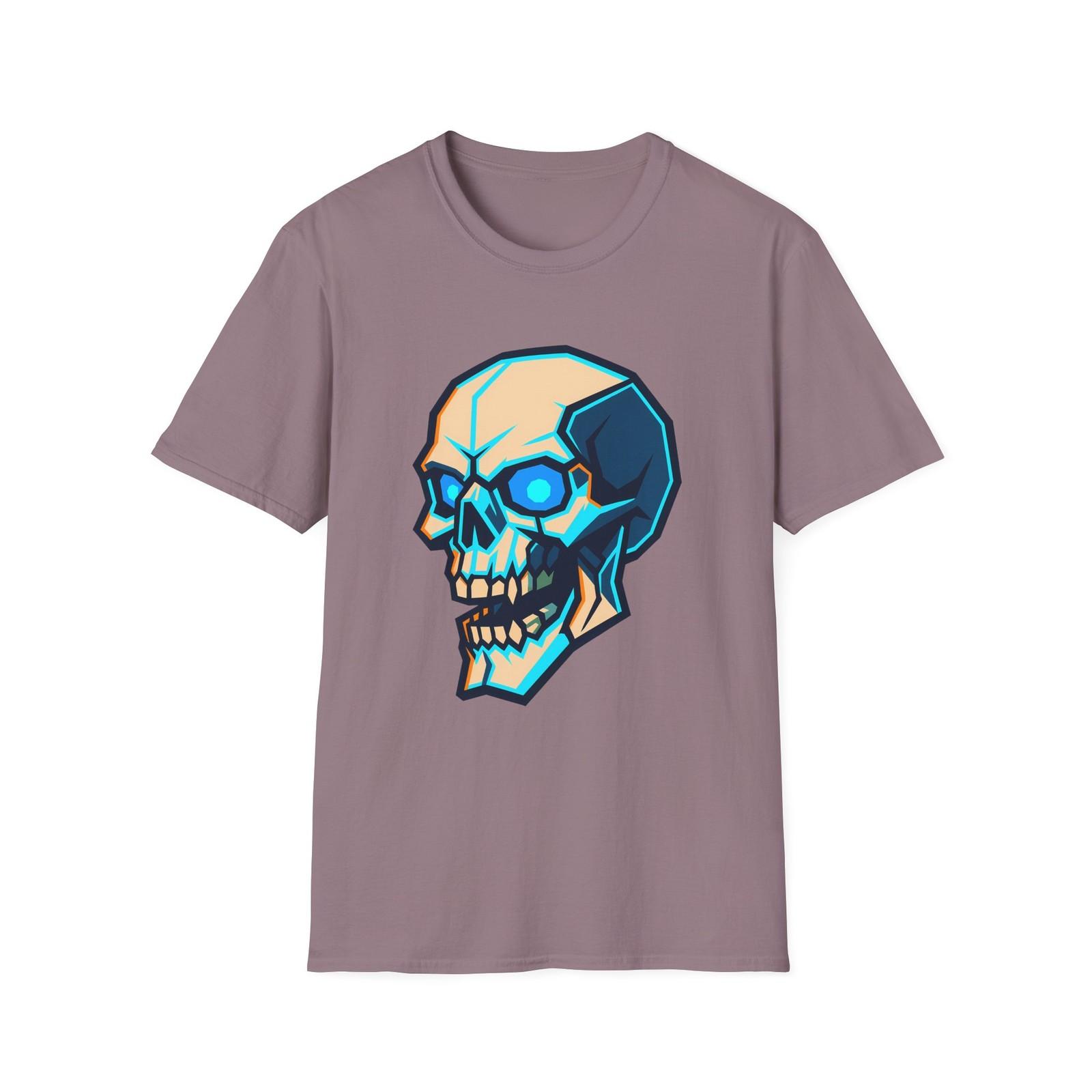 Unisex Softstyle T-Shirt Skull Geometric Neon Mechanical Digital S