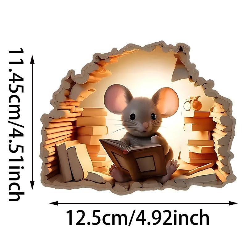 1PC Creative Wall Sticker Mouse Cave Pattern Self-Adhesive Wall Stickers Bedroom Entryway Living Room Porch Home Decoration Wall Stickers
