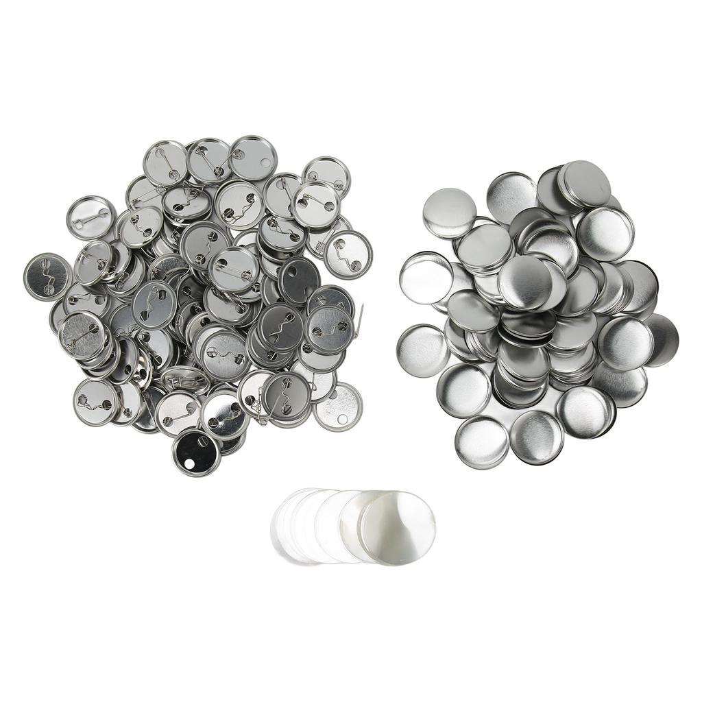 100 Sets Blank Button Badge Parts Set Round Shape Rust Prevention Easy Print Button Pin Badge Kit for Button Making Machine