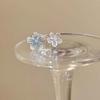 Y2K Sweet Fashion Blue Flower Rings for Women Girls Exquisite Rhinestone Five Petal Flower Opening Rings Party Jewelry Gifts