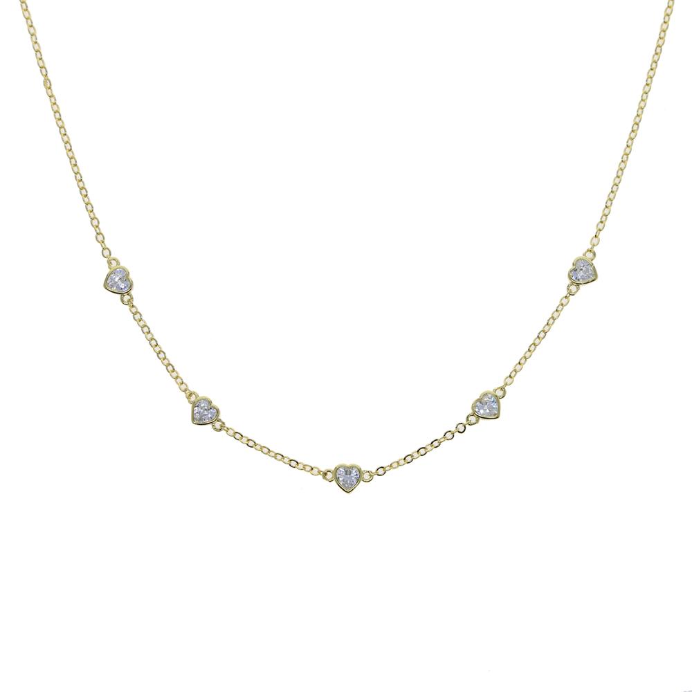 New High Quality Micro Pave White CZ Heart Charm Link Chain Necklace Minimal Delicate Lover Girlfriend Fashion Jewelry