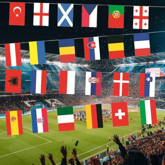 24 European Countries String Flags Mini International Bunting Banners National Country Decoration for School Sports Events Grand Opening Party