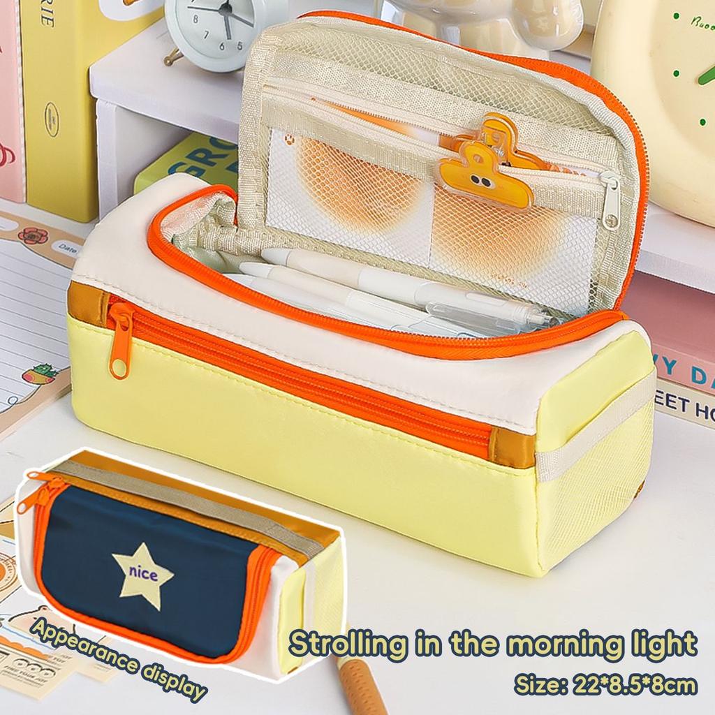2025  Square Star Pencil Case Multi-function Tote Stationery Bag Aesthetic Unique Multi-layer Pencil Box School Essential