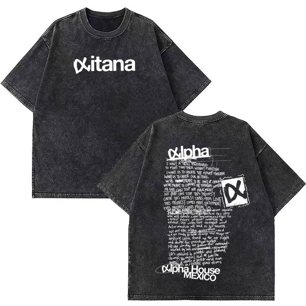 Damen Sängerin Aitana Ocana Tour Retro gewaschene T-Shirts Damen Harajuku lässige T-Shirts Sommer Baumwolle lässige ästhetische T-Shirts