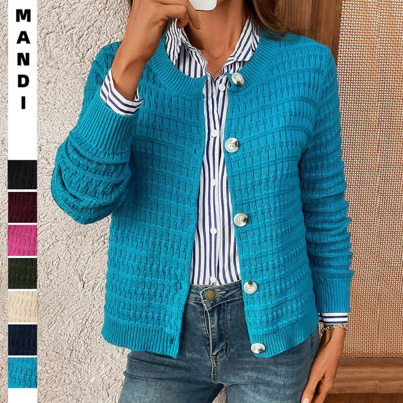 2025 Autumn New Women's Solid Color Commuter Knitted Cardigan Casual Sweater Jacket