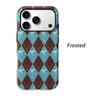 Cozy Brown Teal Argyle Bow Pattern Art Graphic Film Aesthetic Protective Shockproof Bumper Phone Case Cover For iPhone 14 15 16 Pro Max Plus