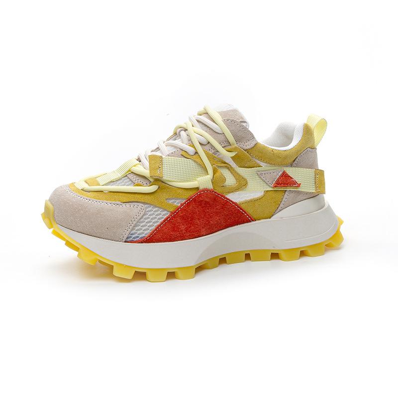 Thick-soled mesh Forrest Gump shoes spring and summer new leather breathable casual sports dad shoes tide