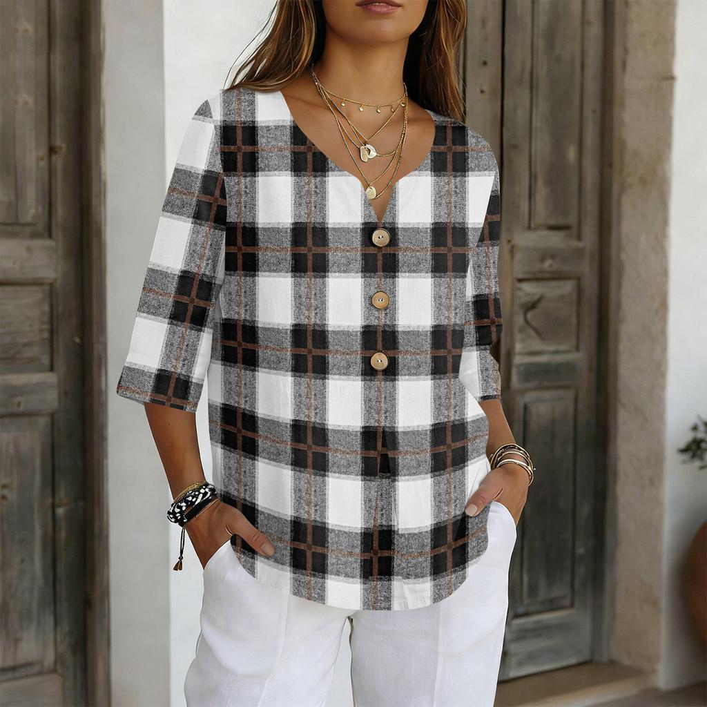 Women's Shirts Dressy Casual T-Shirts 3/4 Sleeve Tunic Tops Basic Tees Pullover Work Blouses