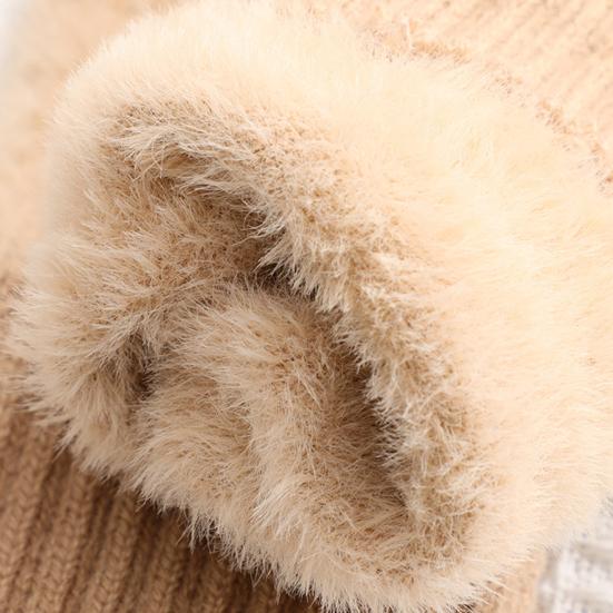 Half Finger Gloves Women Long Fingerless Gloves Fleece-Lined Touchscreen Knitted
