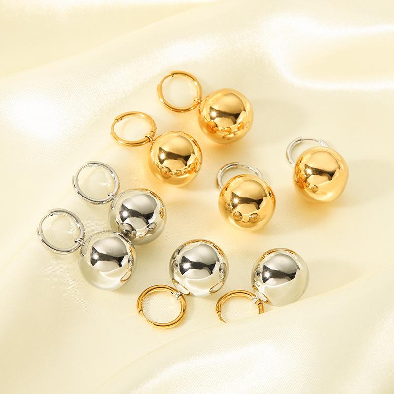 Yori Trendy Ball Pendant Earrings Stainless Steel Fashion Charm PVD Jewelry Gold Color Bijoux Waterproof Jewelry for Women