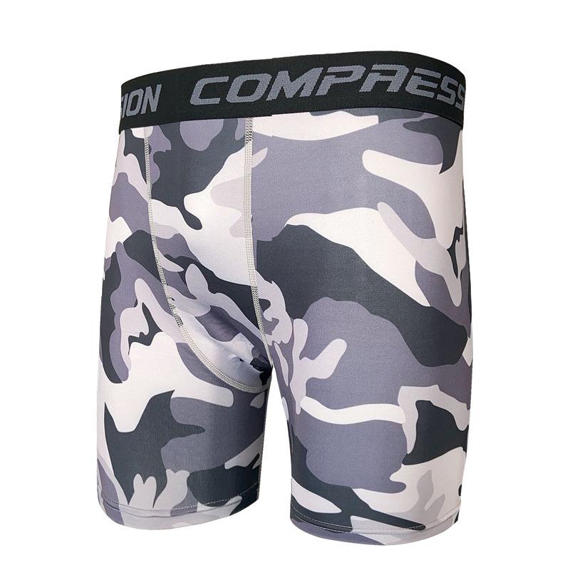 UrbanEdge Heren Sneldrogende Camouflage Trainingsshort: Vochtafvoerende, nauwsluitende fitness basislaag voor hardlopen Medium