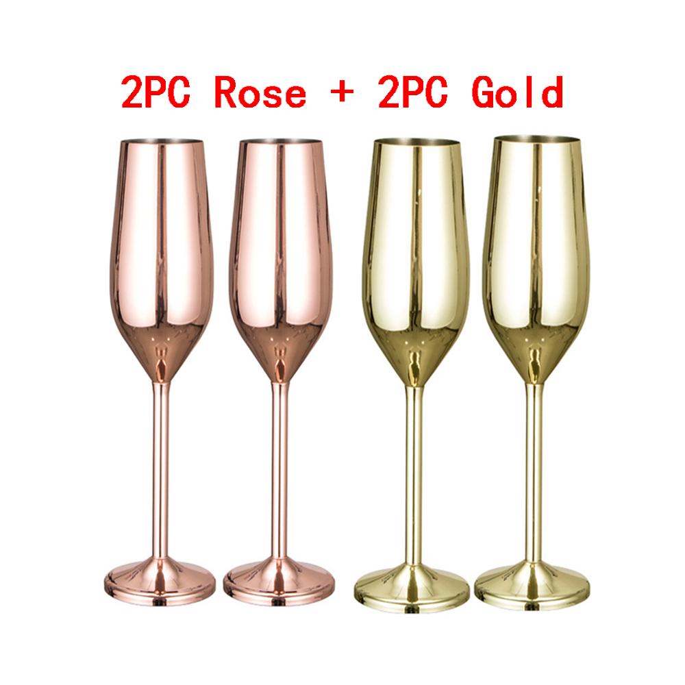 2/4 ks nerezové oceli 304 pohár na víno sklenice na flétnu, šampaňské, kreativní koktejlové sklenice, párty barové nádobí, kuchyňské náčiní, restaurace