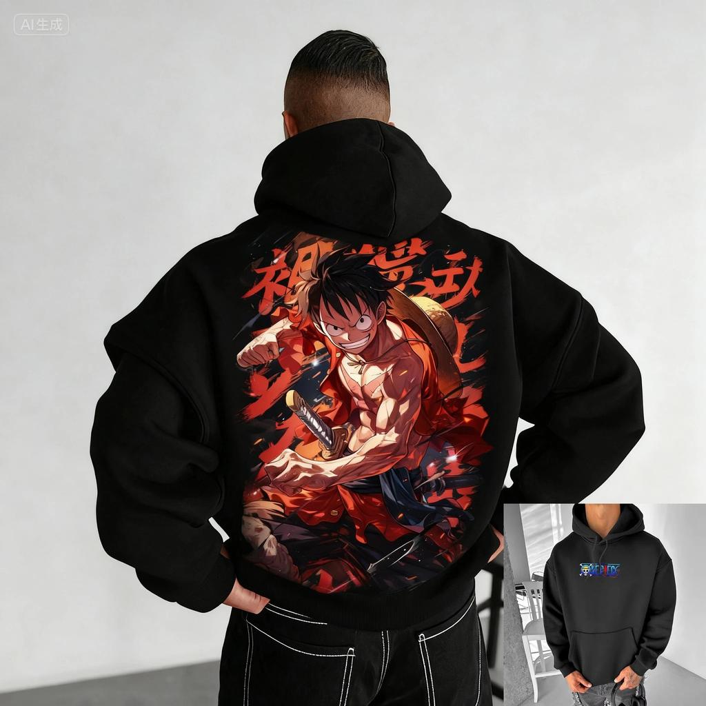 Vintage Oversized Anime One Piece Hoodie Men Women Sweatshirt Pullover Streetwear Casual Cotton Y2k Clothes Autumn Winter New