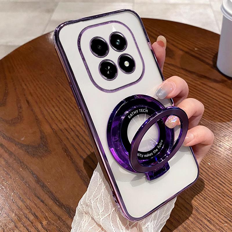 Shockproof Glitter Plating Magnetic Bracket Holder Case For Xiaomi Redmi 15C 15 14C 13C 13X Note 15 14 Pro Plus Silicone Cover