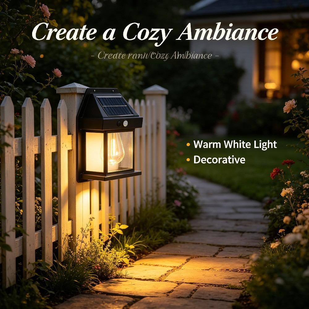 Solar Tungsten Wall Lamp Waterproof Motion Sensor 3 Modes Outdoor LED Light for Patio Courtyard Porch Barn Garage Garden