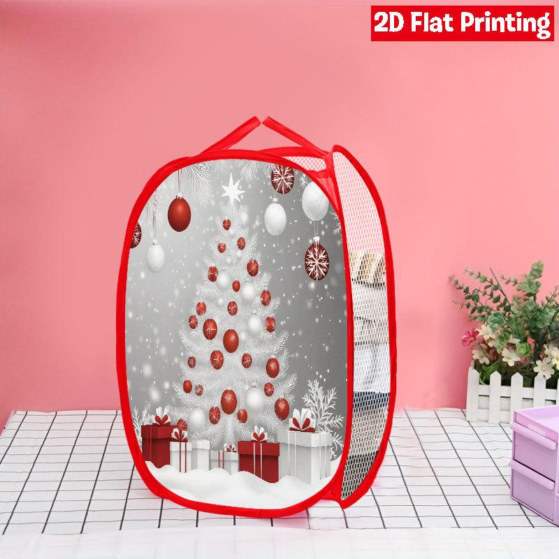 1Pcs Christmas Bathtub Santa Pop-Up Laundry Hamper Expandable Mesh Hamper Basket for Room Bedroom Bathroom Organization Contemporary Storage