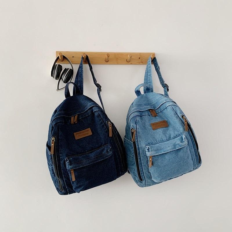 Denim Backpack, Women's Backpack, Fashionable Schoolbag, Harajuku Style Student Travel Handbag