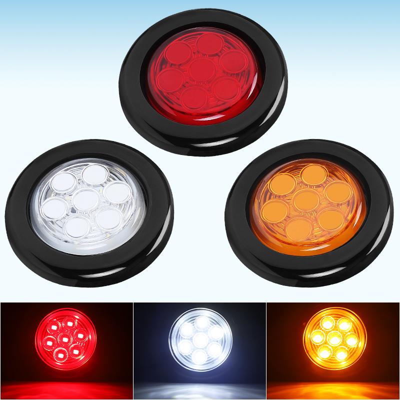 12V 2 Zoll rundes Rücklicht 7 LED Seitenmarkierungsleuchten Unterputz-Signallampe für Auto-LKW-Anhänger Traktor Pickup ATV Bus LKW