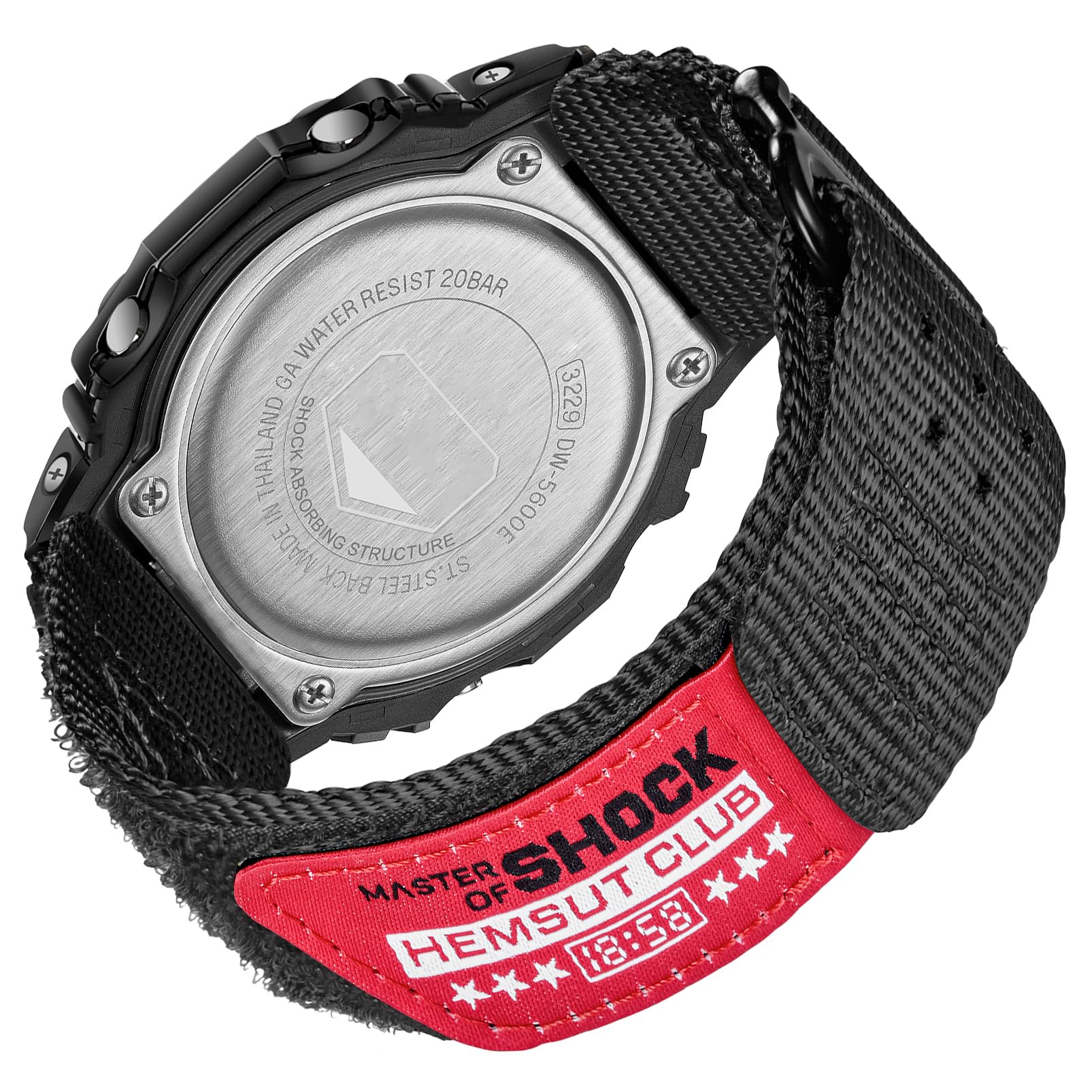 

16 мм нейлоновый ремешок для часов Casio на липучке, браслет Casio, мужской G-Shock GA-100/110/120/135/2100, DW-5600E/5610/5700/8900, чёрный