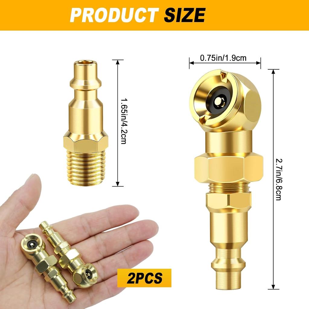2 Pack Excellent Ball Foot Air Chuck Set, Portable Tire Chuck, 1/4" NPT Closed Flow Tire Inflator Nozzle With Quick Connect, For Air Compressor
