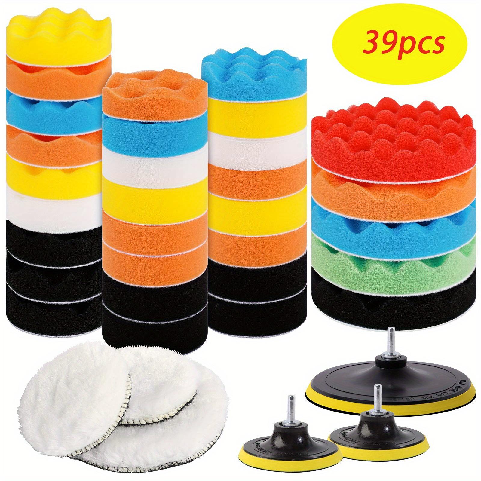 

39 шт. Автомобильная полировальная губка для полировки воском, плоская волнистая губка из полиуретановой шерсти, электрический полировальный диск 39pcs