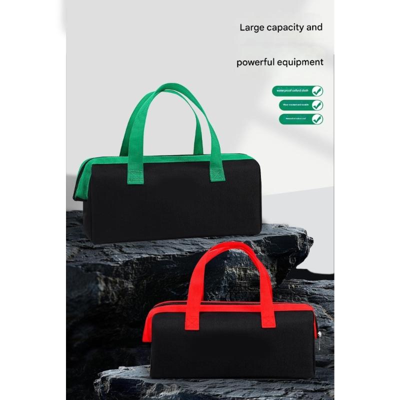 Portable Tool Storage Bag 600D Cloth Feature Wide Mouth Opening Smooth Zipper Closure Comfortable Handle Large Capacity Size 12x5.7in