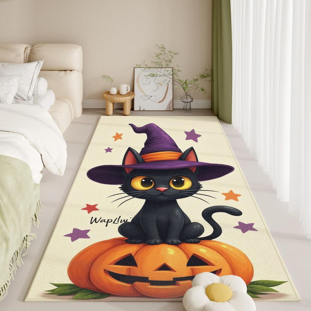 Haunted Nursery Rug - Baby-Safe Flannel for Monster Under Bed, Glow Eyes Anti-Slip Mat | Spooky Kids Room Essential