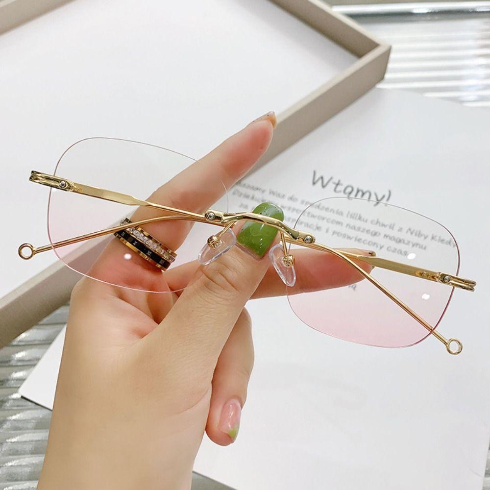 

Квадратные градиентные розовые линзы, очки, модные анти-синие легкие очки, очки без оправы, женские очки