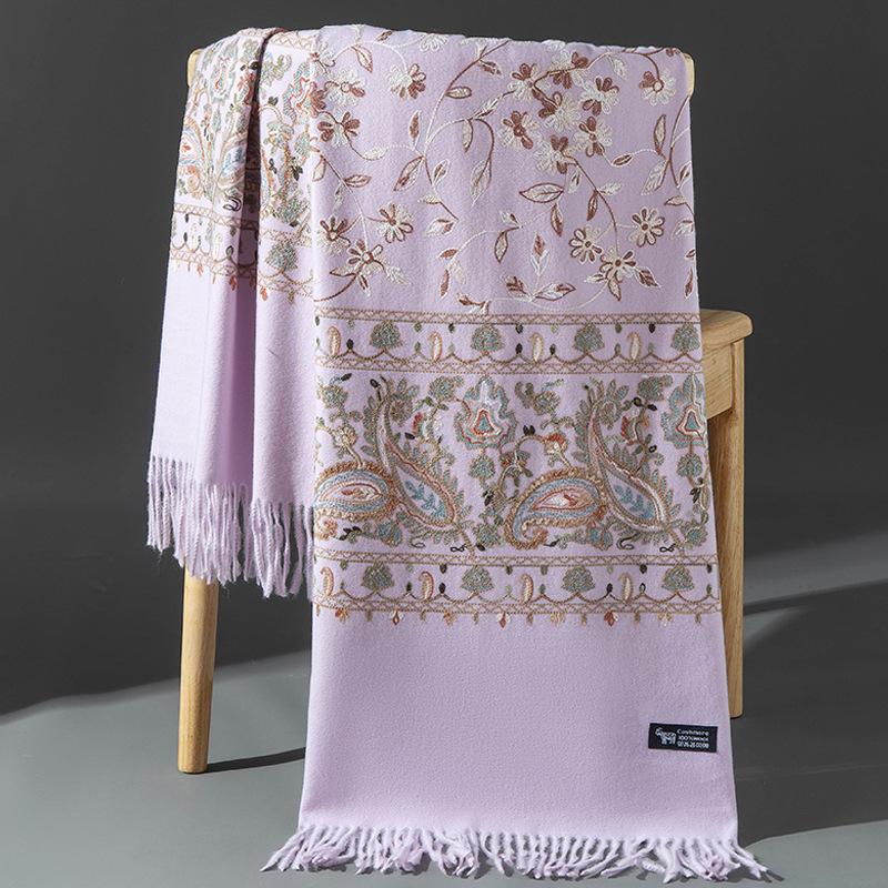 

Женская ярко-красная вышитая кашемировая шаль-накидка на осень и зиму 2023 г. 200cm