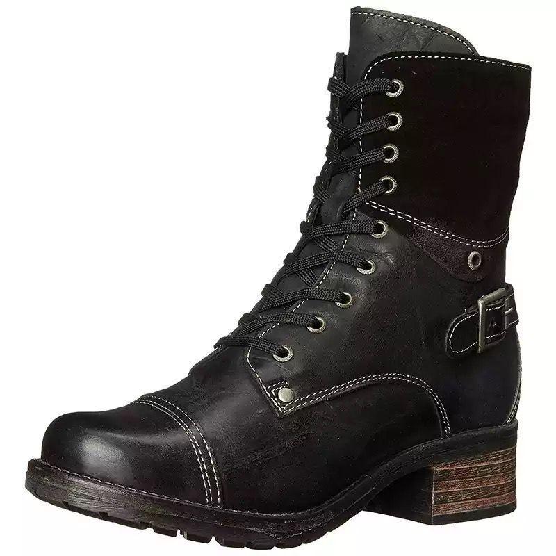 

Women s Boots 2 Autumn and Winter Square Heel Lace-Up Low Boots-4 Martin Boots 35