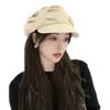 Women Cloud Pleated Newsboy Cap, Adjustable 55-59CM Octagonal Beret Hat, Large Head Circumference Visor Hat, Face Slimming Casual Hat