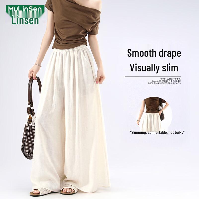 MULINSEN Women s Relaxed Fit Linen Blend Wide-Leg Culottes XL