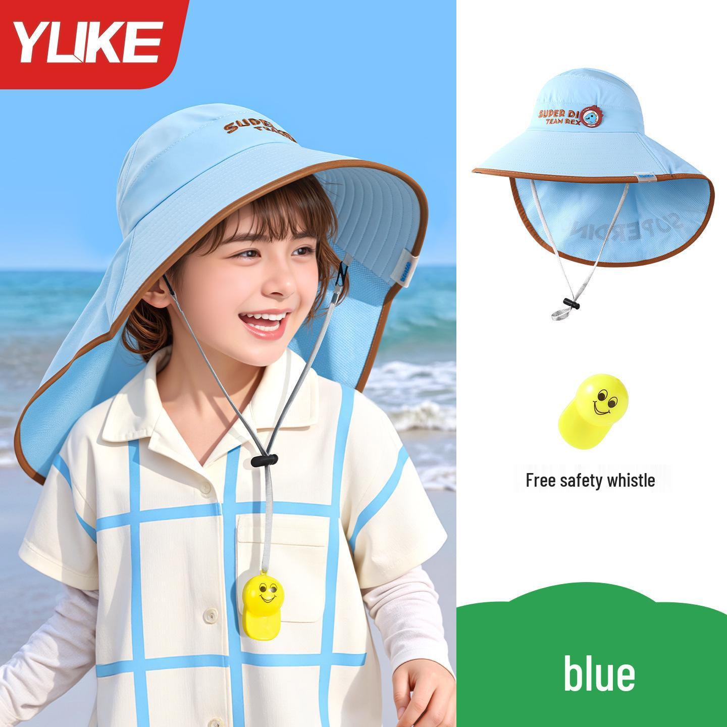 Kids  Quick-Dry Sun Hat with Open-Top and Wide Brim, UV Protection Shawl, Ideal for Boys and Girls.