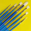 JOWOART 10 Pcs Multifunctional Art Blue Wooden Rod Pig Bristles Paint Brushes Acrylic Fan-shaped Pen Painting Set Professional Oil Brush