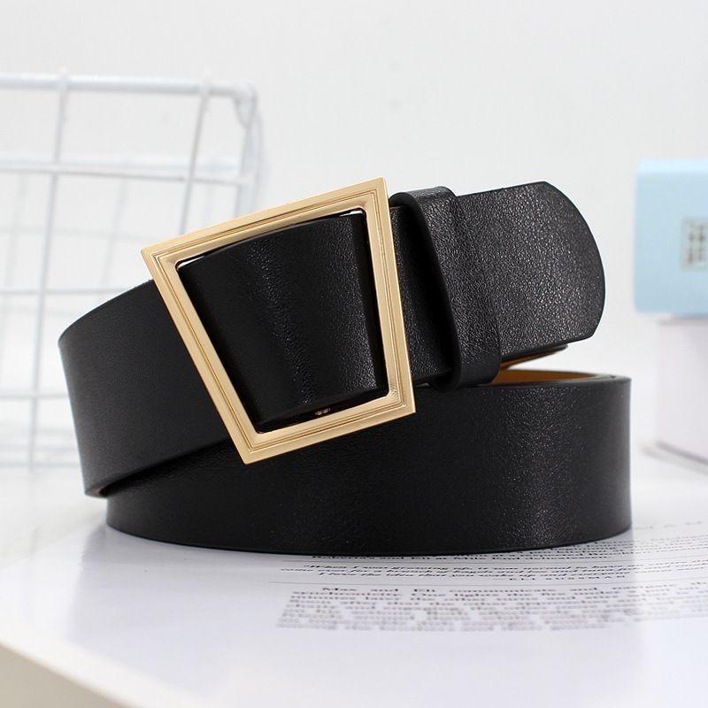Stylish Retro Triangle Buckle Pu Belt For Women Perfect For Dresses And Casual Outfits