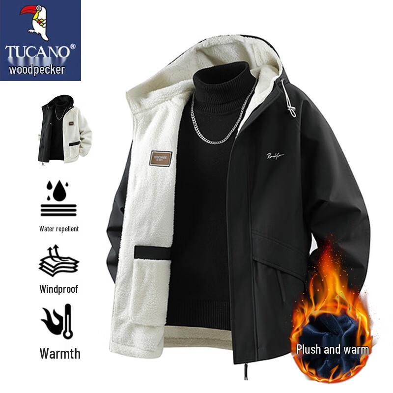 

TUCANO Men s Winter Waterproof Reversible Fleece-Lined Hooded Jacket 4XL