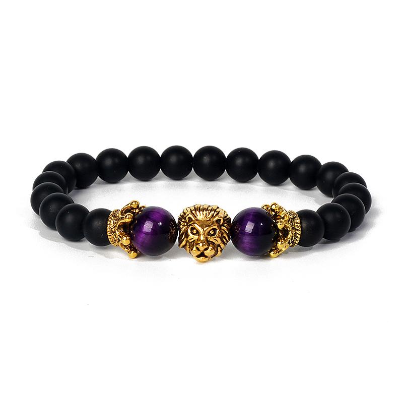 Lion Leopard Charm Bracelets Men Nature Tiger Eye Lava Stone Oil Heal Anxiety Aromatherapy Bracelets for Women Diffuser Jewelry
