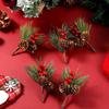 3Pcs Christmas Pine Wreath Artificial Decor, With Pinecones And Red Berries, Plastic Pine Branches For Holiday Decoration