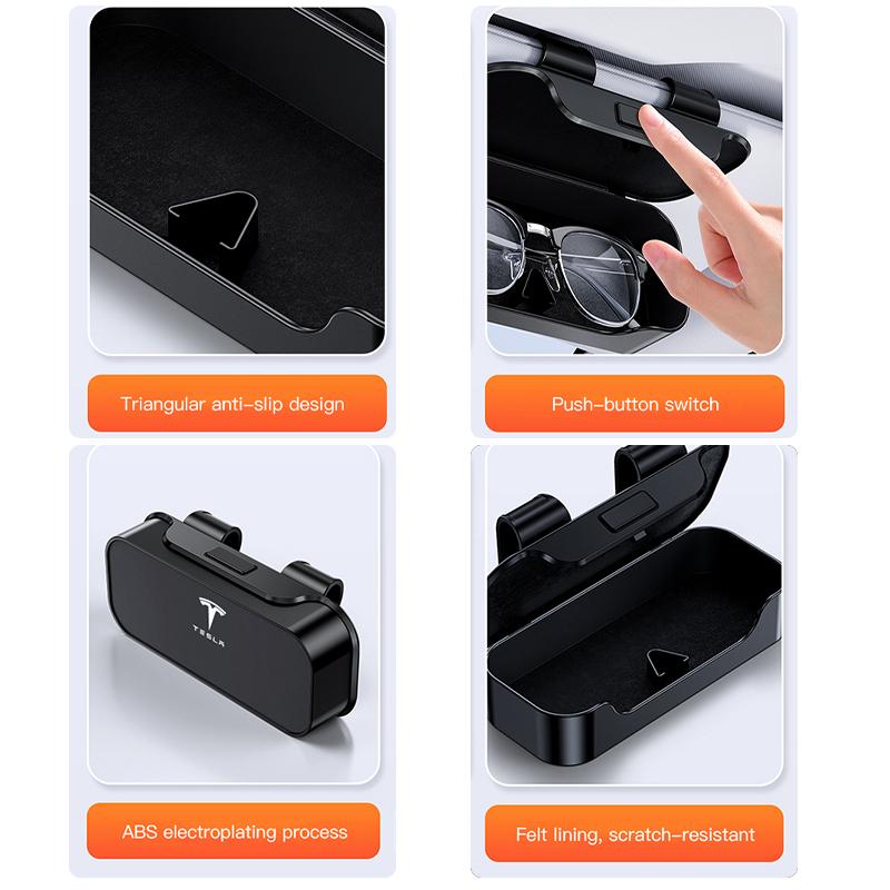 AAAIR1 Car Sticker Sun Visor Organizer Sunglasses Ticket Card Box For Tesla Model 3 Y S X Cybertruck Juguete Roadster Coil Bonina