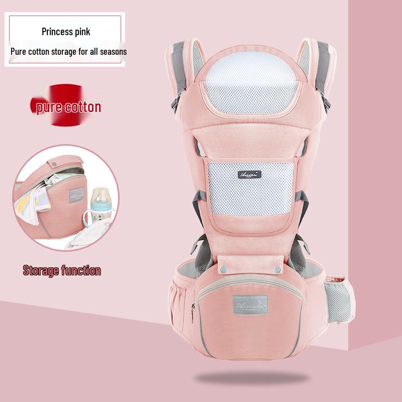Foldable Baby Carrier Waist Stool: Dual-Use, Breathable & Portable, Front and Back Double Shoulder Baby Holder.