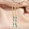 Luxury Temperament Green Zircon Drop Earrings For Women Korean Fashion Long Tassel Rhinestone Earring Wedding Party Jewelry
