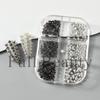 Nail Art Jewelry 6-Grid Boxed Black Silver Rivet Punk Bullet Nail Art Jewelry