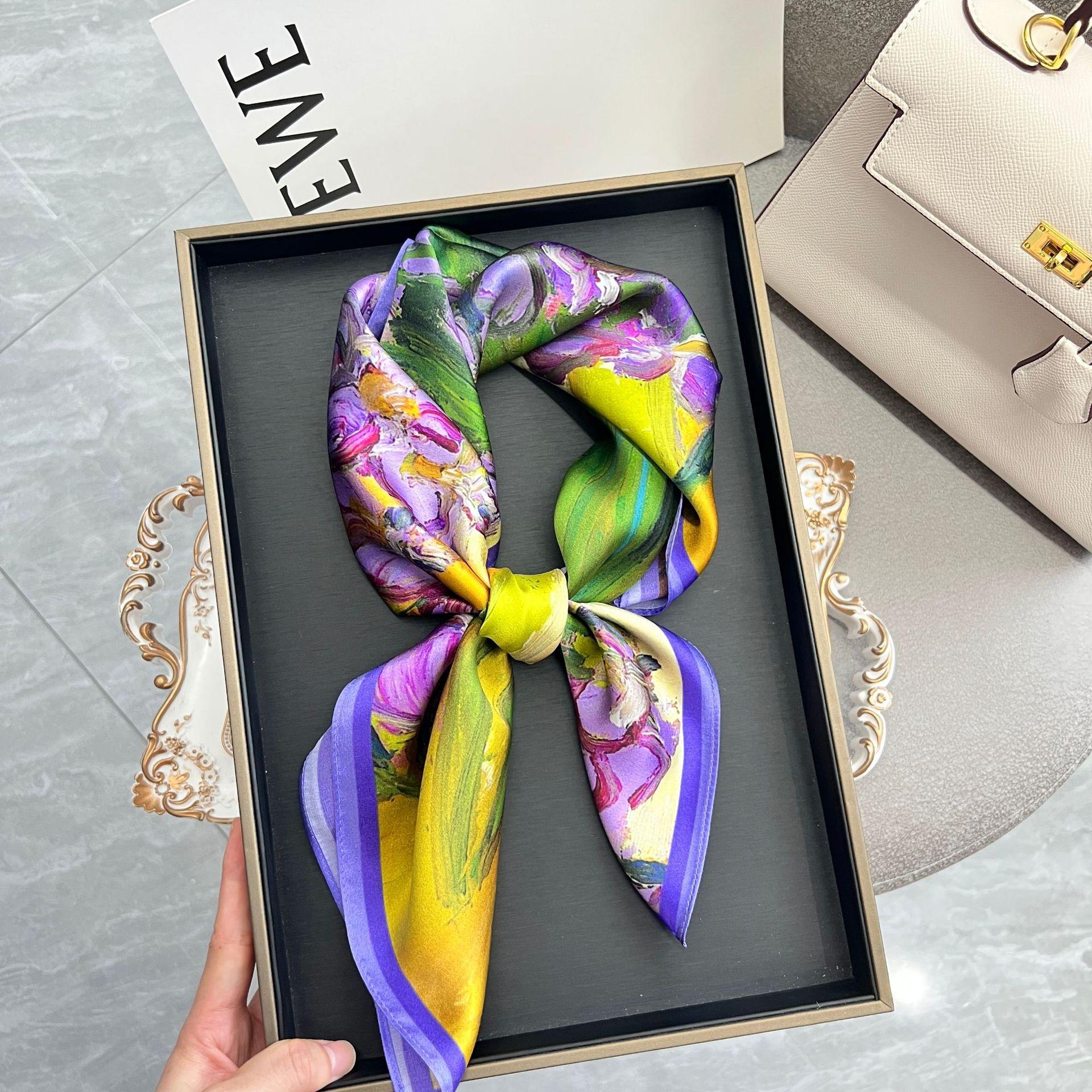 

Elegant Purple! Hangzhou Silk Mulberry Silk Scarf Women S Spring And Summer Versatile 70Cm Chinese Square Scarf Decorative Scarf Women 68-68