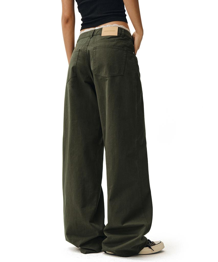 Deketeuumeon Signature Low Rise Wide Jeans Dcwpt004Khaki