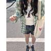 Korean Style Women's Plaid Blouse - Spring/Summer Casual Loose Fit with Sun Protection