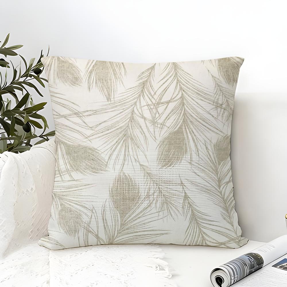 Light Beautiful Feather Pattern Pillow Case linen pillow case sofa home decor cushion cover cushion cove