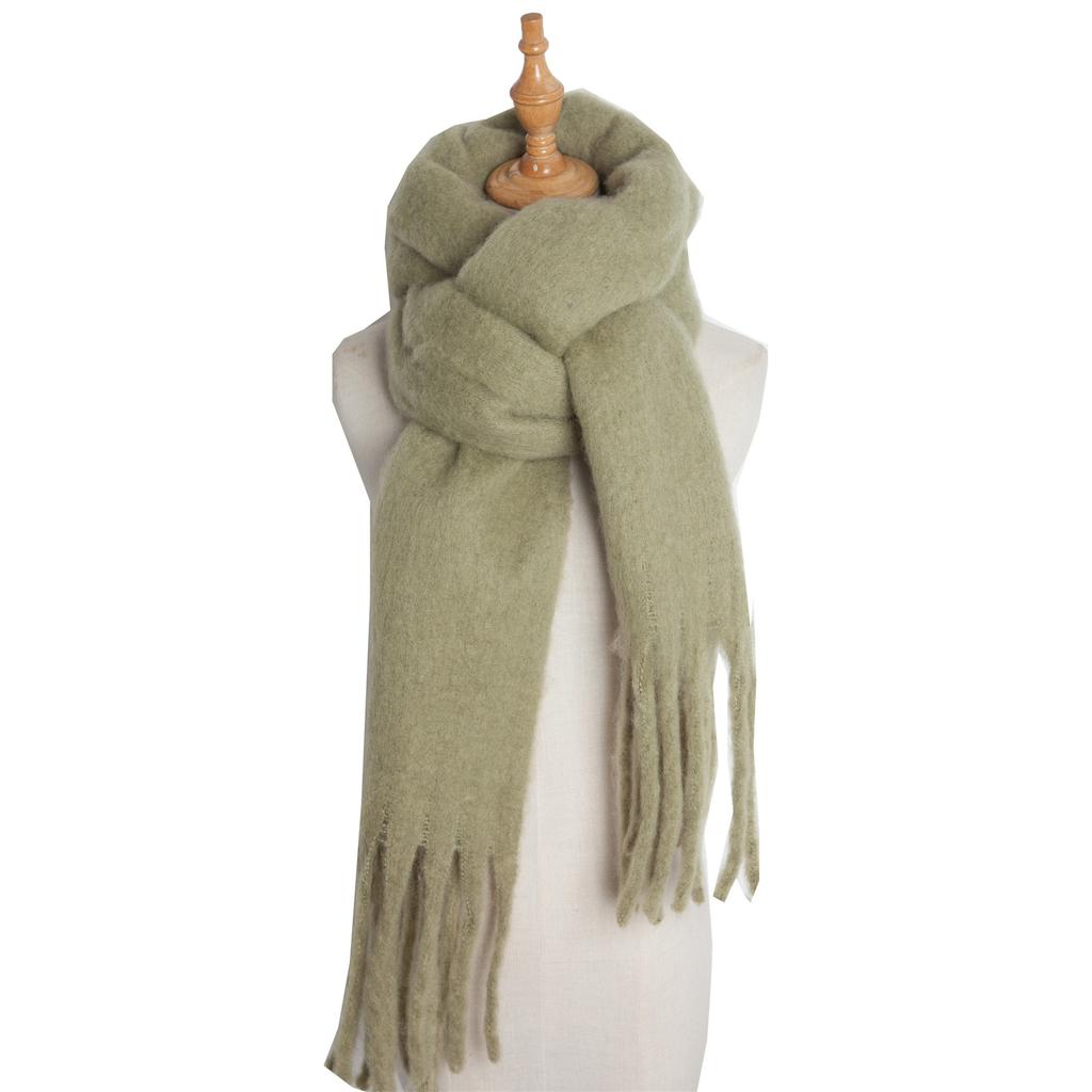  Solid Thick Cashmere Scarf for Women Large Wool Blanket Pashmina Winter Warm Shawl Wraps Bufanda Female With Tassel Scarves