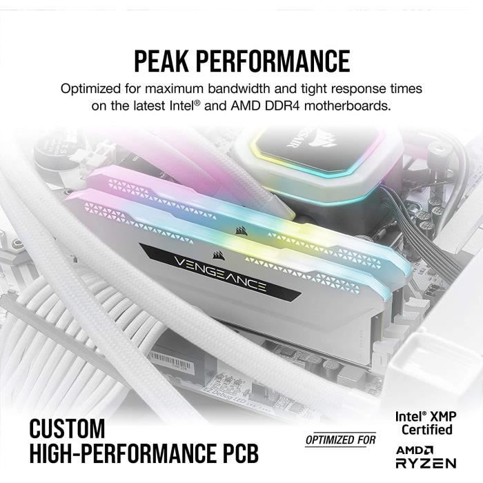 RAM-minne - CORSAIR - Vengeance RGB Pro SL DDR4 - 32GB 2x16GB DIMM - 3200 MHz - 1.35V - Hvit (CMH32GX4M2E3200C)