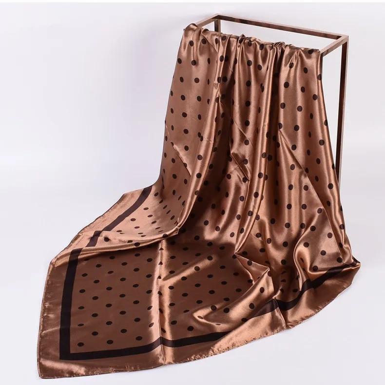 Head Scarf Women Luxury  90X90Cm Silk Square Scarf Satin Bandana Cheveux Soft Neckerchief Hijab Hair Scarves For Ladies
